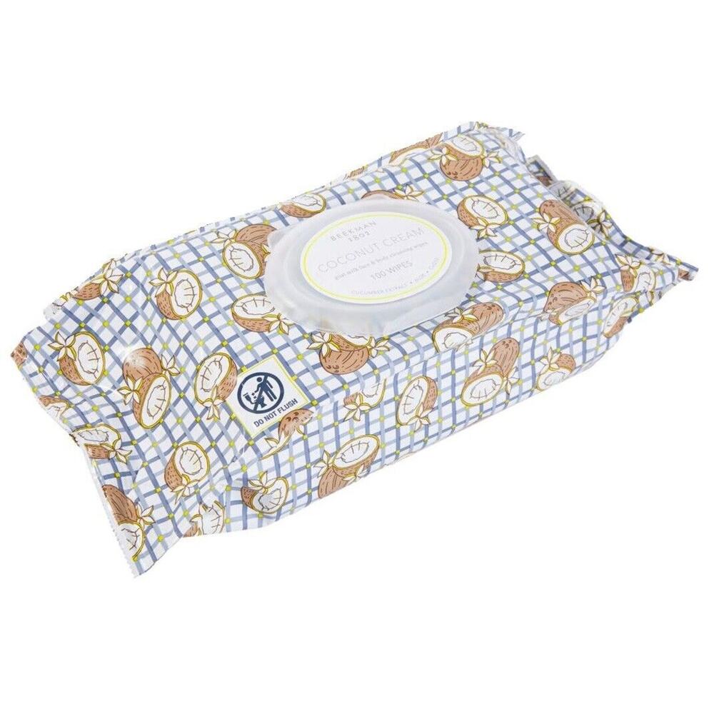 BEEKMAN 1802 GOAT MILK FACIAL CLEANSING WIPES 100 COUNT Coconut Cream
